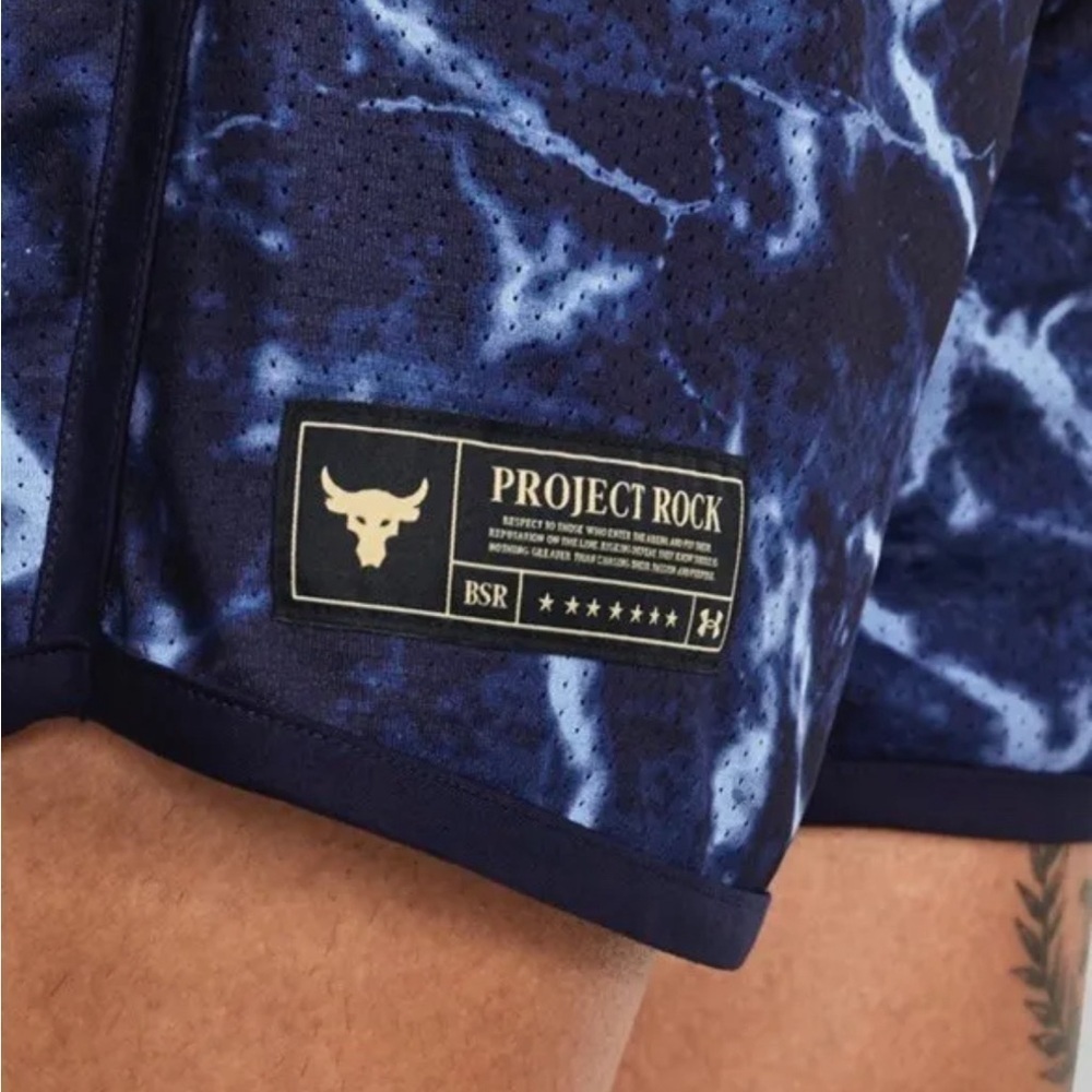 Under Armour Men's Project Rock Mesh Printed Training Shorts 7”Loose Size Large - Picture 3 of 8